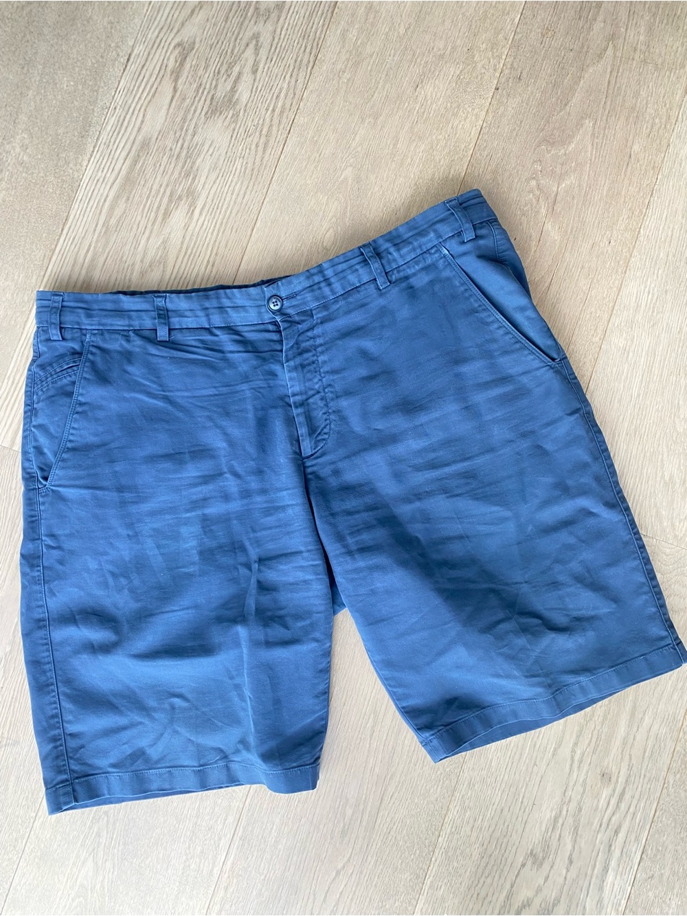 Loro Piana Men's Navy Blue Flat-Front Cotton Shorts